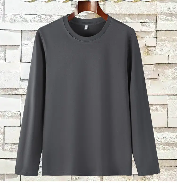 Black Cotton Long Sleeve T-Shirt 180g — feature 12