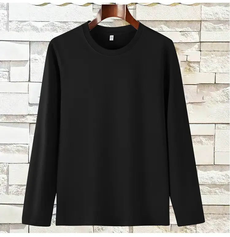 Black Cotton Long Sleeve T-Shirt 180g — feature 14