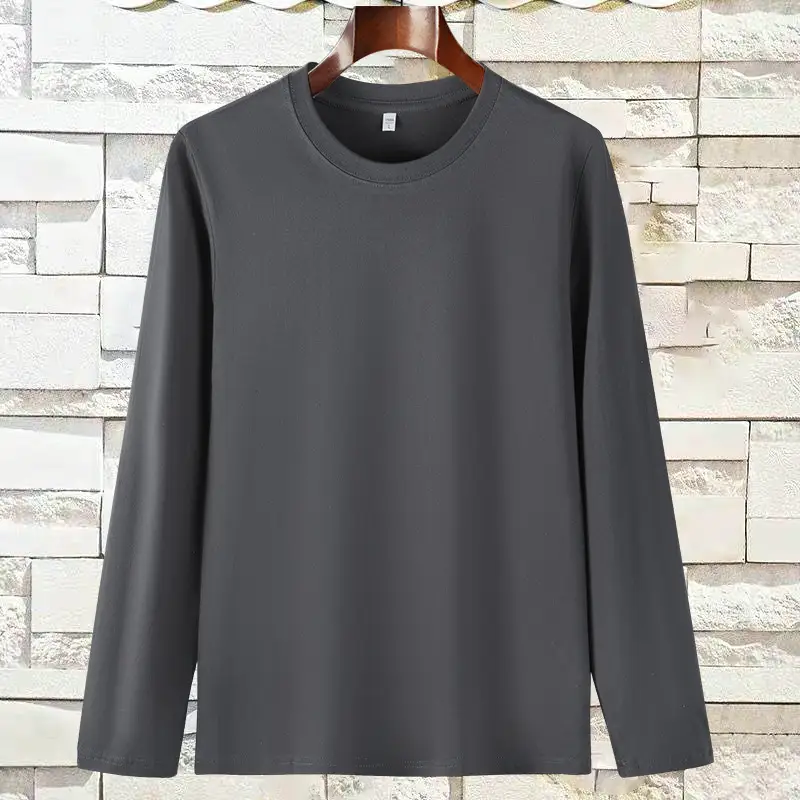Black Cotton Long Sleeve T-Shirt 180g