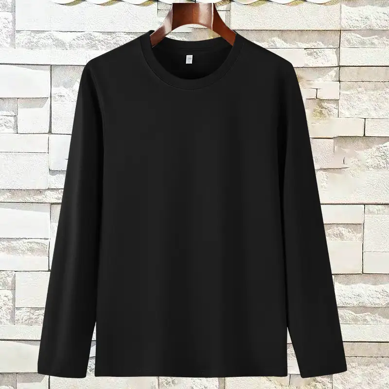Black Cotton Long Sleeve T-Shirt 180g
