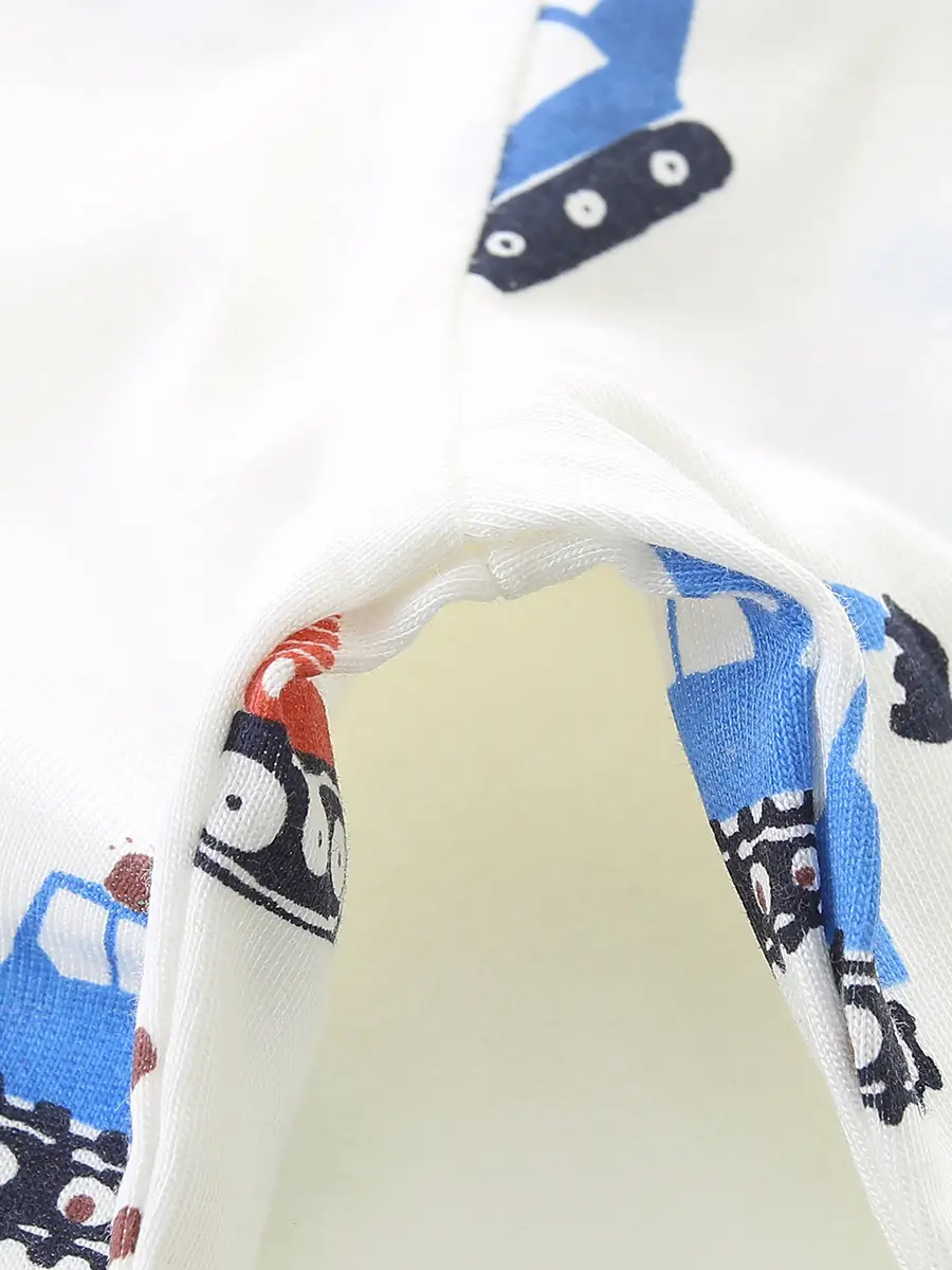 Children's Excavator Printed Cotton T-Shirt White - Image 6