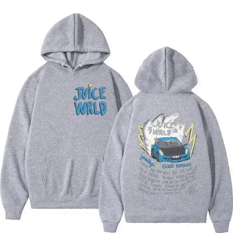 Juice Wild Anime Printed Hoodie Set for Men Women Cream - Image 5