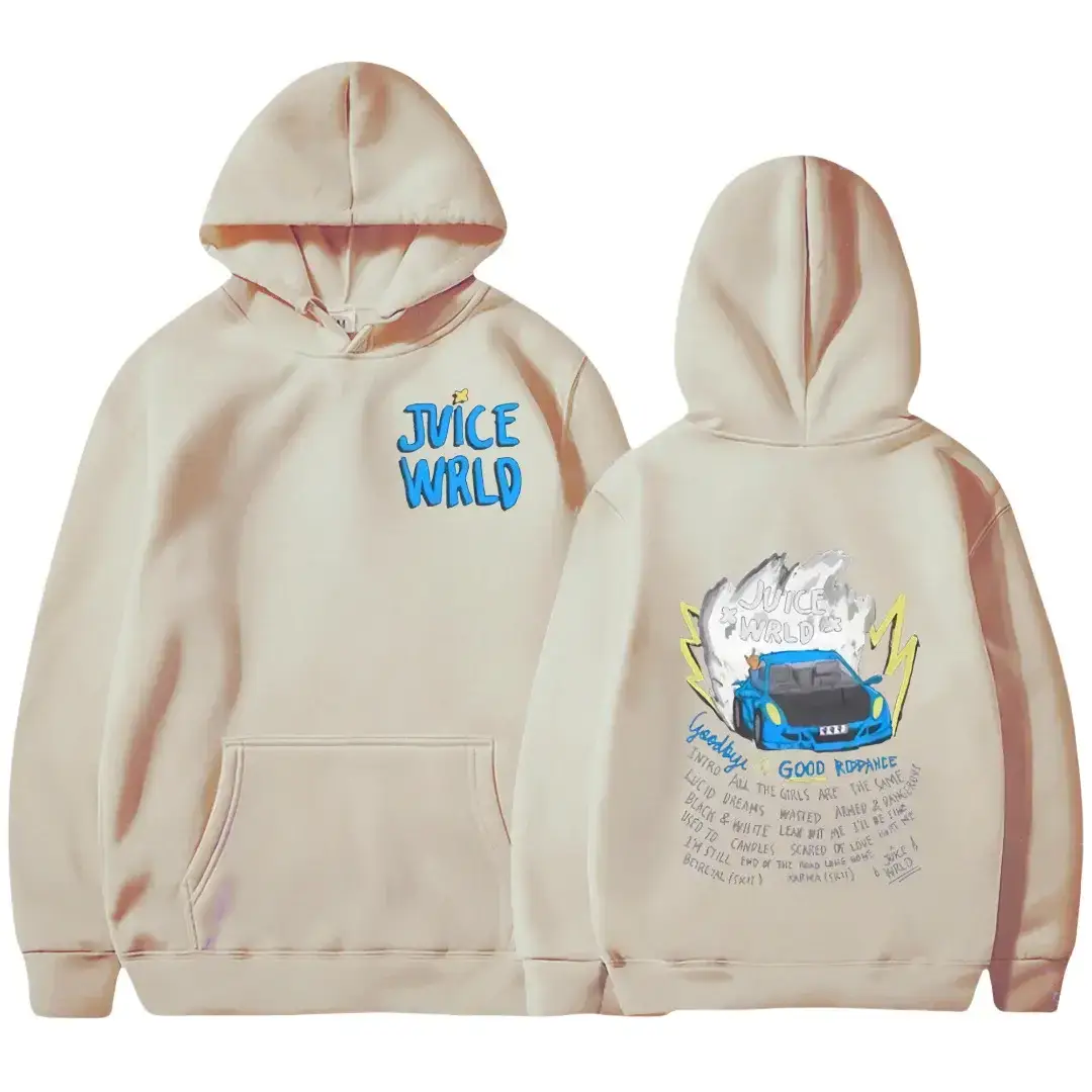 Juice Wild Anime Printed Hoodie Set for Men Women Cream — feature 12