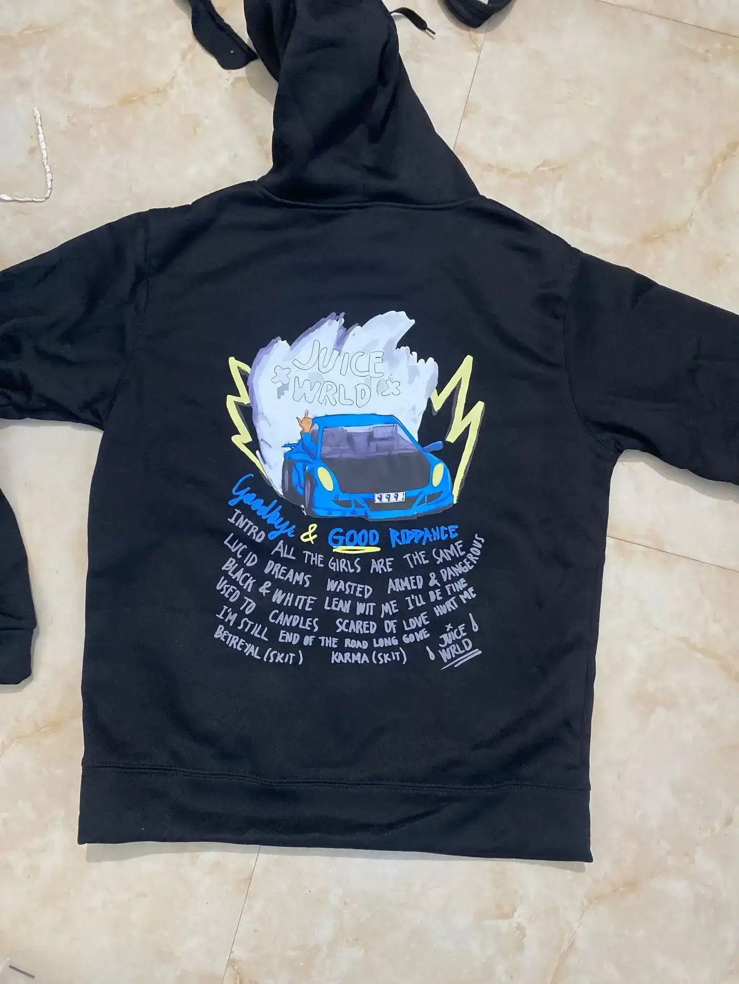 Juice Wild Anime Printed Hoodie Set for Men Women Cream — feature 6