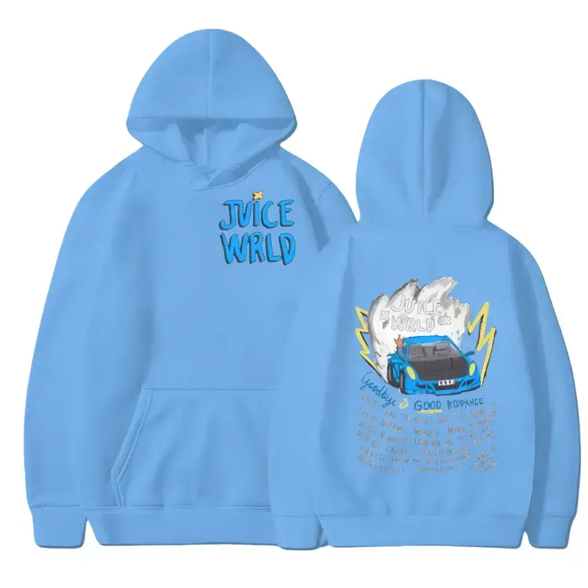Juice Wild Anime Printed Hoodie Set for Men Women Cream - Image 14