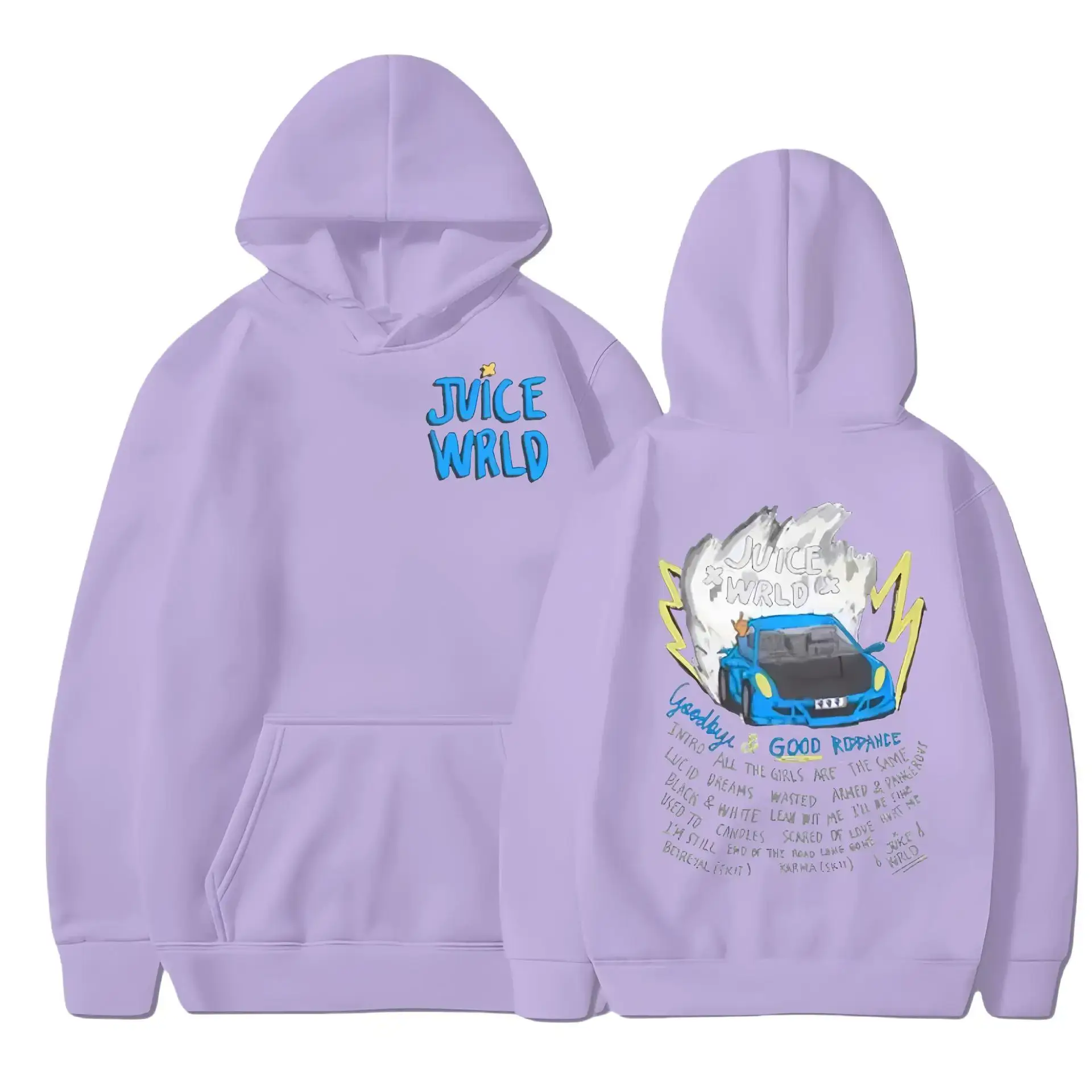 Juice Wild Anime Printed Hoodie Set for Men Women Cream - Image 16