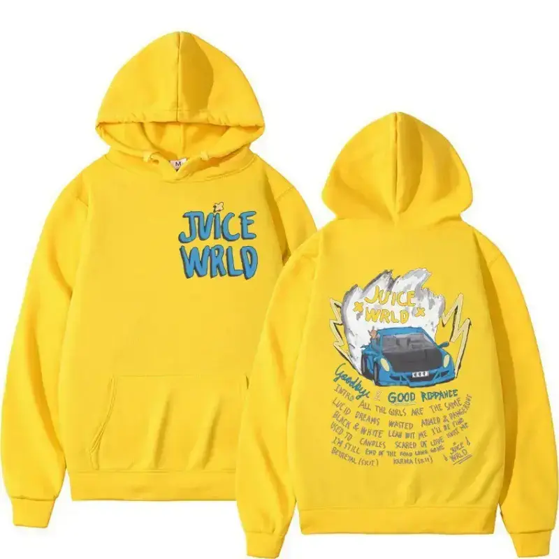 Juice Wild Anime Printed Hoodie Set for Men Women Cream - Image 4