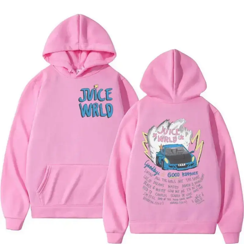 Juice Wild Anime Printed Hoodie Set for Men Women Cream - Image 6
