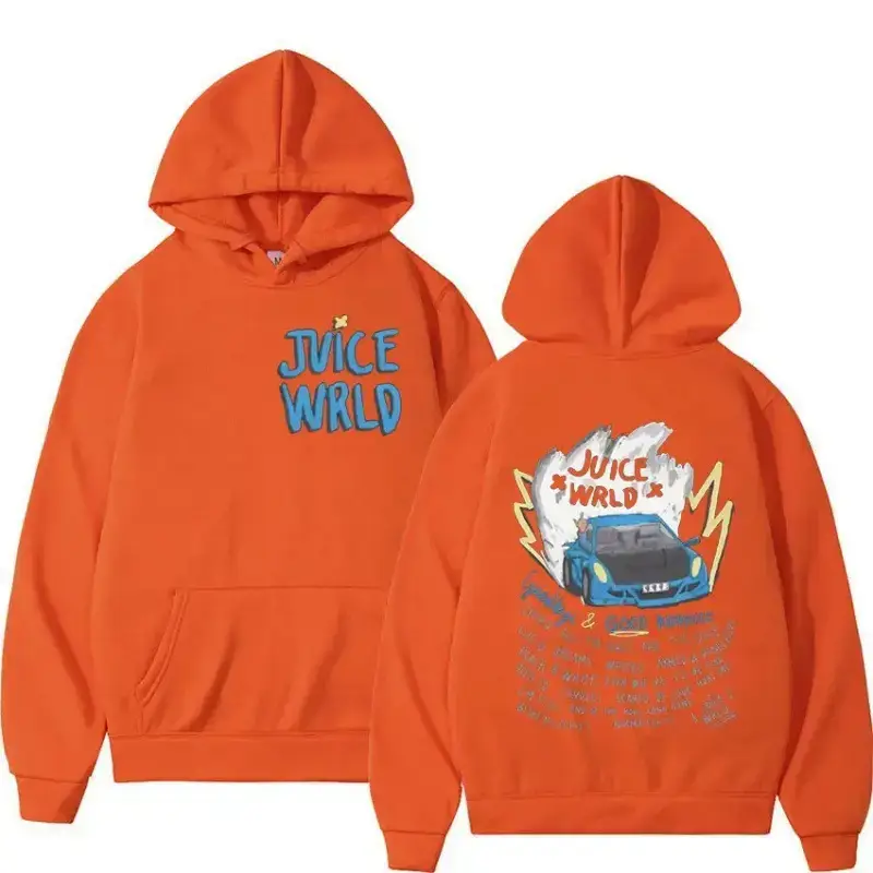 Juice Wild Anime Printed Hoodie Set for Men Women Cream - Image 9