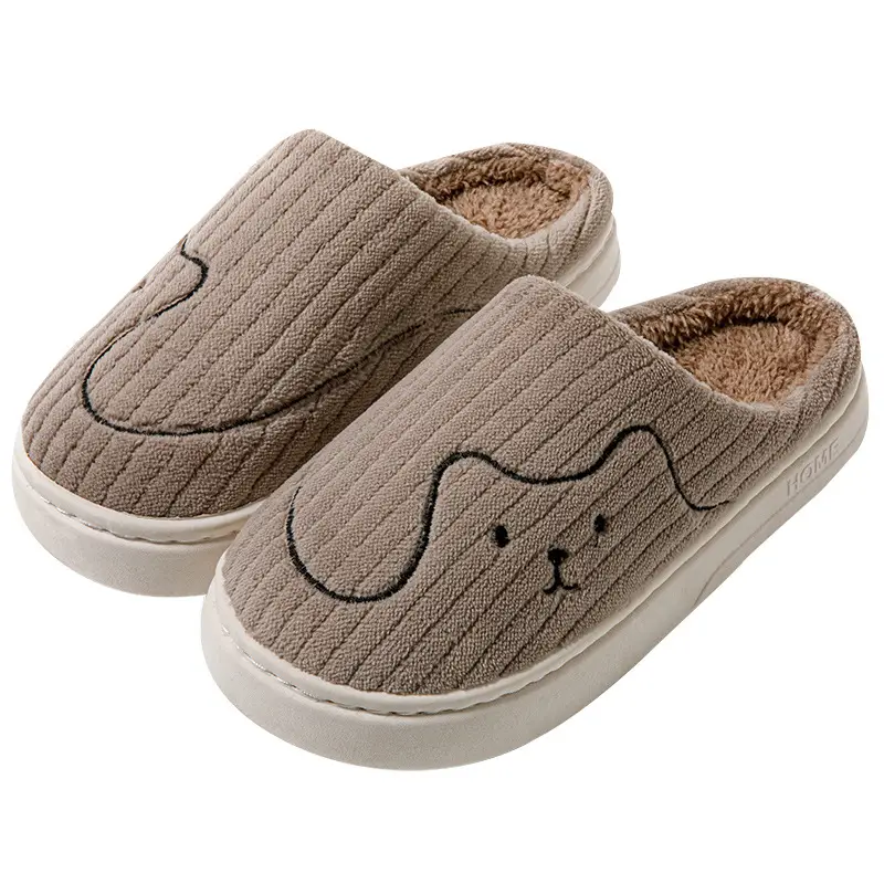 Cotton Slippers Men's Autumn and Winter Home Indoor Hospitality Thick Bottom Warm Wear-resistant Plush Shoes for Couple Women's Moon Shoes