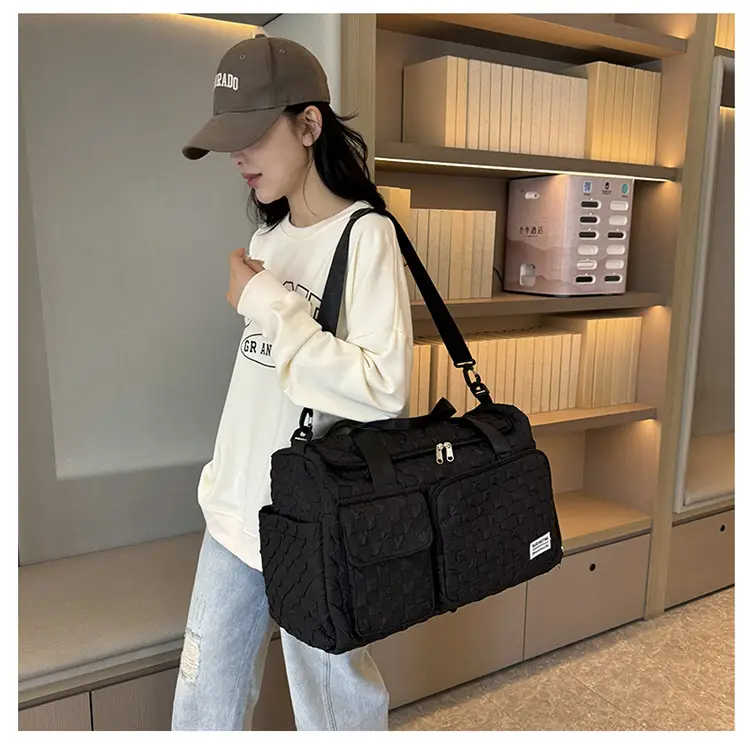 Women's Checkered Sports Bag Large Capacity Dry Wet Separation — feature 16