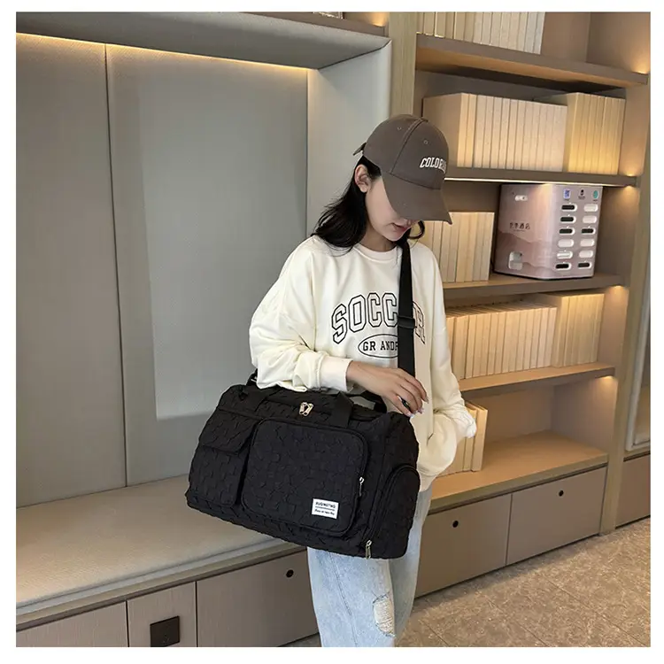 Women's Checkered Sports Bag Large Capacity Dry Wet Separation — feature 17