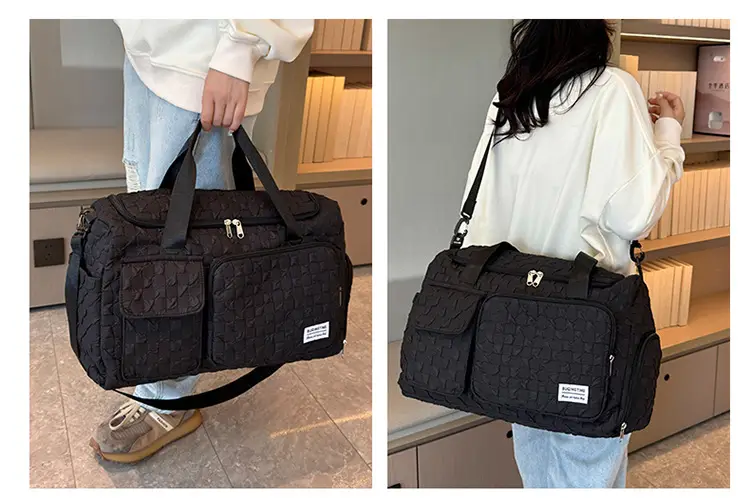 Women's Checkered Sports Bag Large Capacity Dry Wet Separation — feature 18