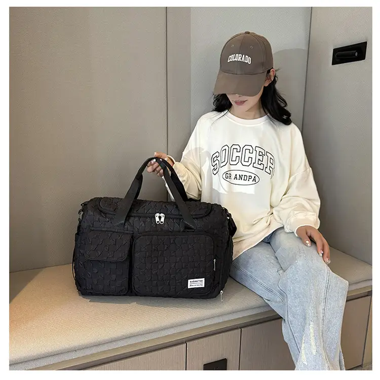 Women's Checkered Sports Bag Large Capacity Dry Wet Separation — feature 19