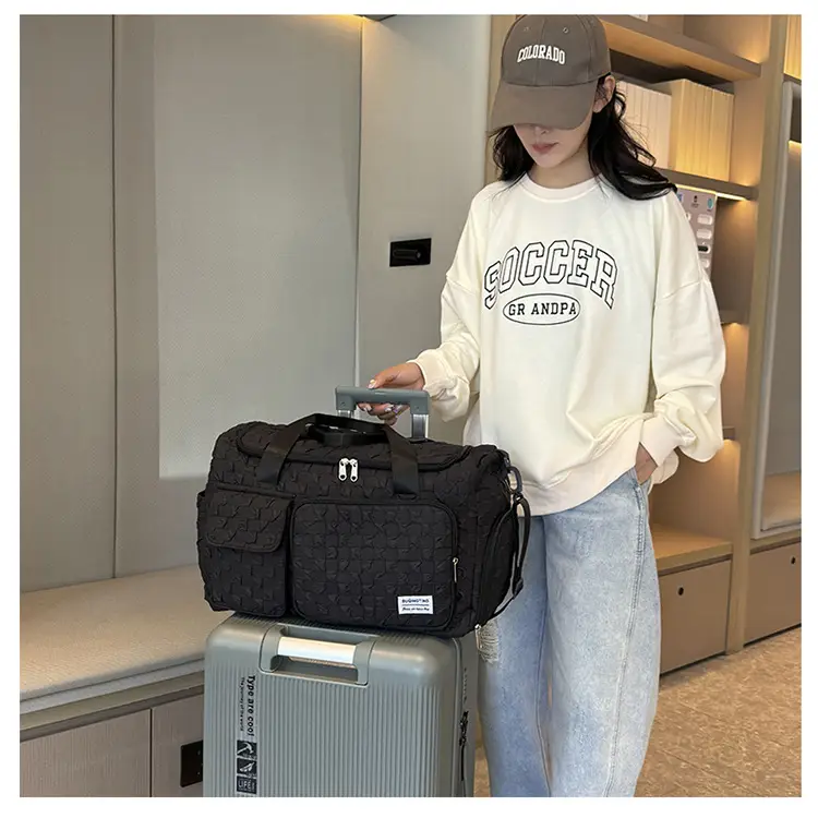 Women's Checkered Sports Bag Large Capacity Dry Wet Separation — feature 20