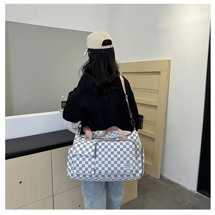Women's Checkered Sports Bag Large Capacity Dry Wet Separation — feature 29