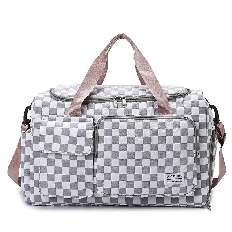 Women's Checkered Sports Bag Large Capacity Dry Wet Separation - Image 2