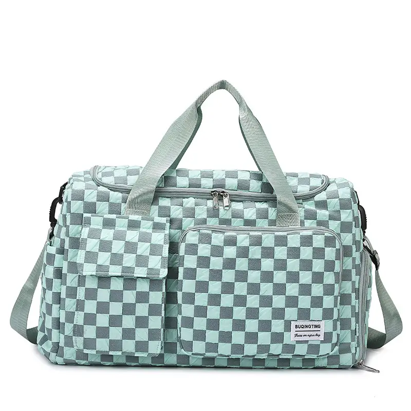 Women's Checkered Sports Bag Large Capacity Dry Wet Separation - Image 3