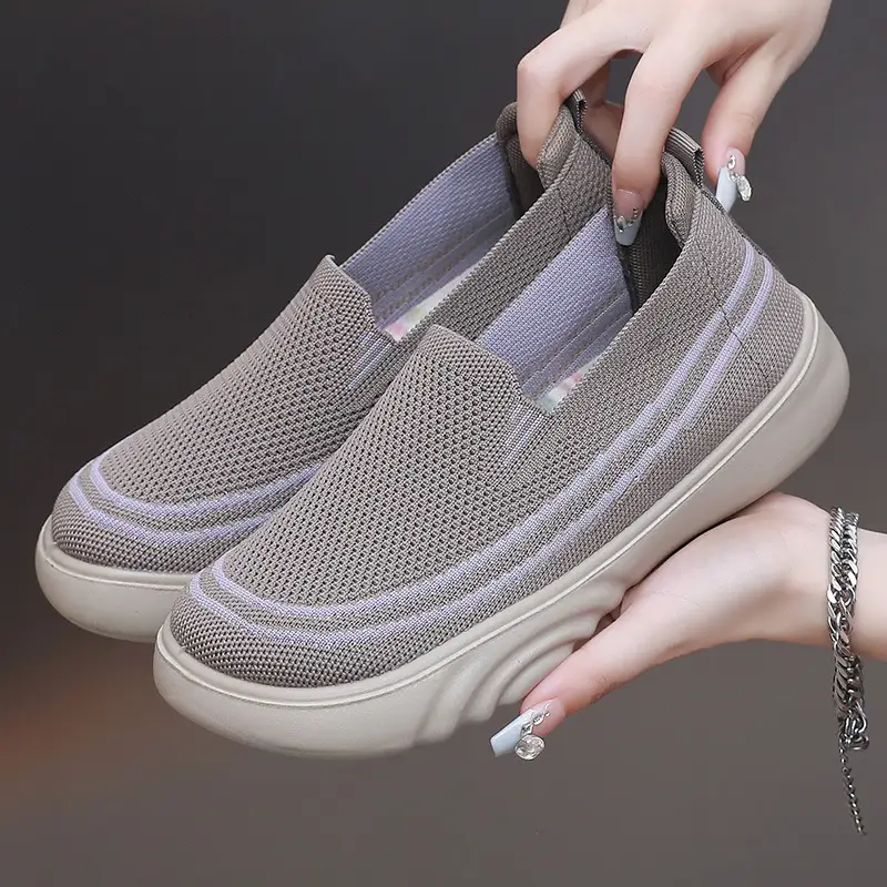 2025 Women's Black Slip-On Casual Shoes with Light Thick Sole - Image 6