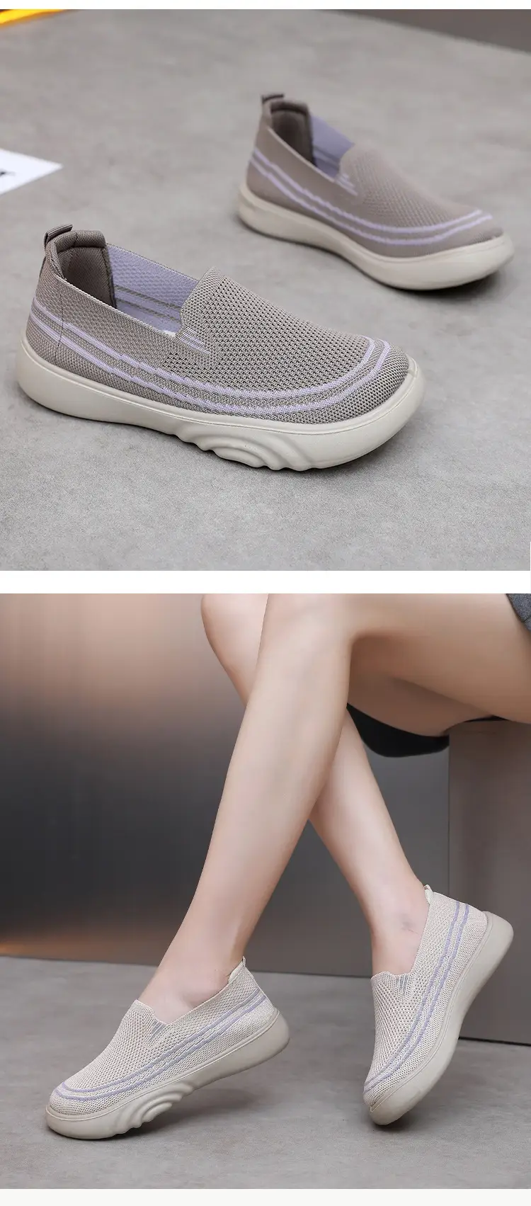 2025 Women's Black Slip-On Casual Shoes with Light Thick Sole — feature 17