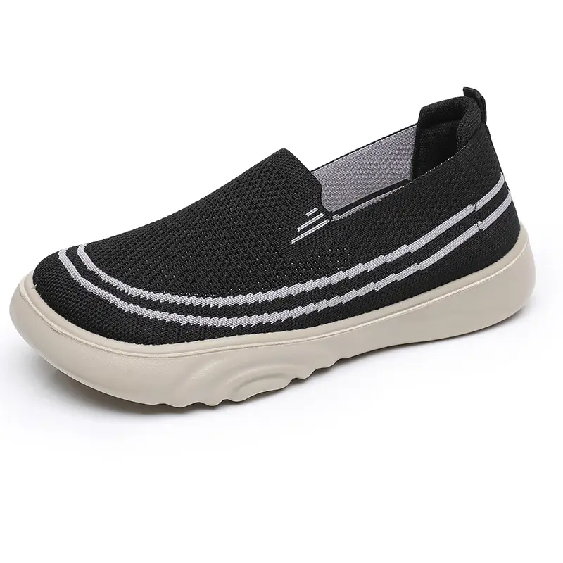 2025 Women's Black Slip-On Casual Shoes with Light Thick Sole - Image 4