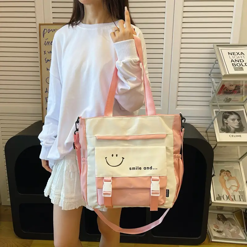 Pink Cartoon Student Tote Bag for Girls 2024 - Image 4