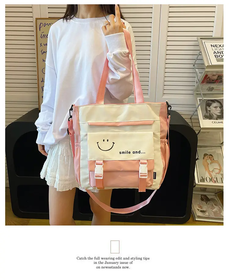 Pink Cartoon Student Tote Bag for Girls 2024 — feature 1
