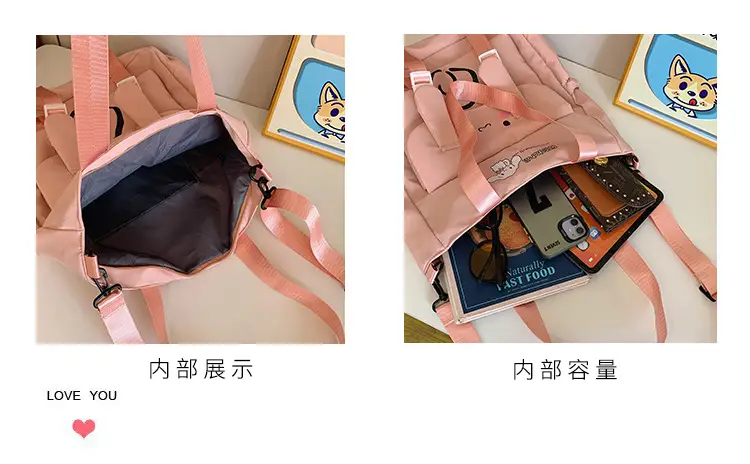Pink Cartoon Student Tote Bag for Girls 2024 — feature 4