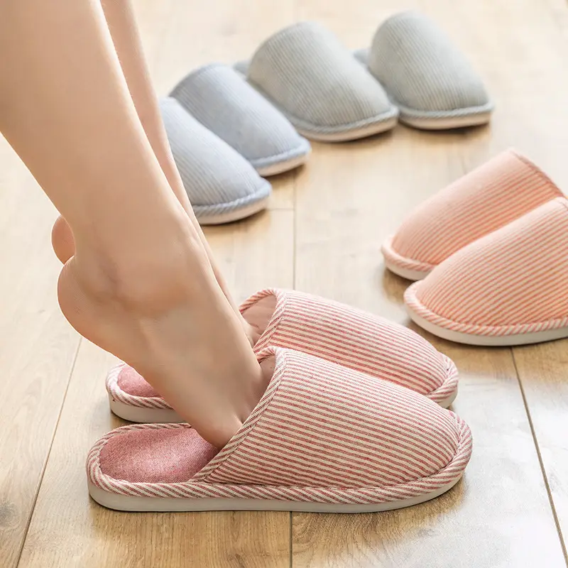 Spring and Autumn Cotton Slippers for Women Four Seasons Winter Indoor Home Use Cotton and Linen Non-Slip Home Couple Wholesale Linen Slippers for Men