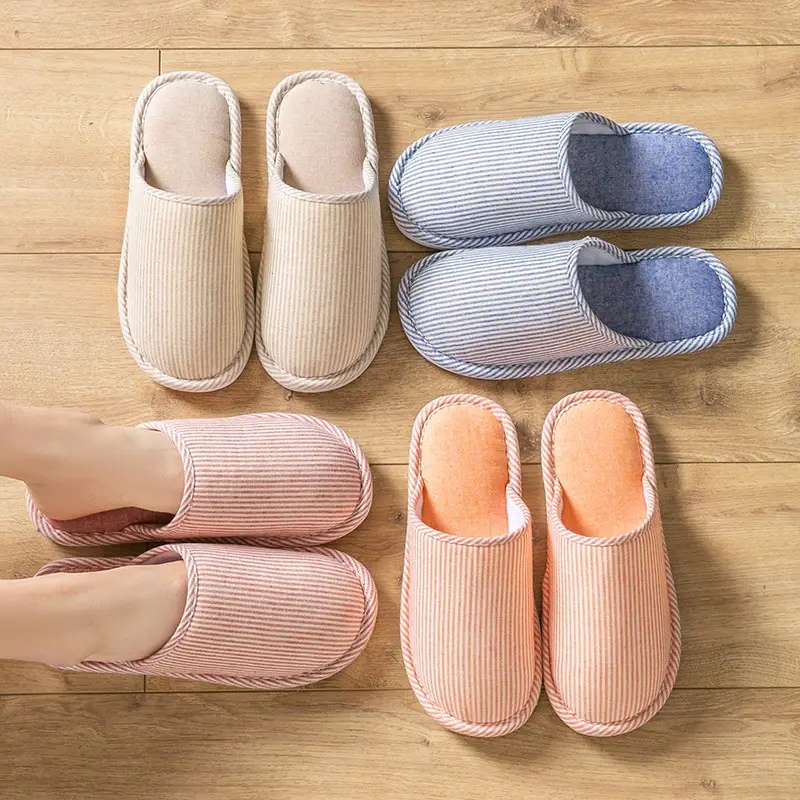 Spring and Autumn Cotton Slippers for Women Four Seasons Winter Indoor Home Use Cotton and Linen Non-Slip Home Couple Wholesale Linen Slippers for Men