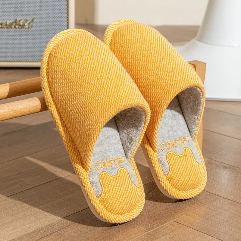 Spring and Autumn Cotton Slippers for Women Four Seasons Winter Indoor Home Use Cotton and Linen Non-Slip Home Couple Wholesale Linen Slippers for Men