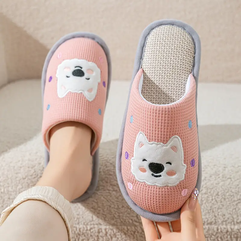 Spring and Autumn Cotton Slippers for Women Four Seasons Winter Indoor Home Use Cotton and Linen Non-Slip Home Couple Wholesale Linen Slippers for Men
