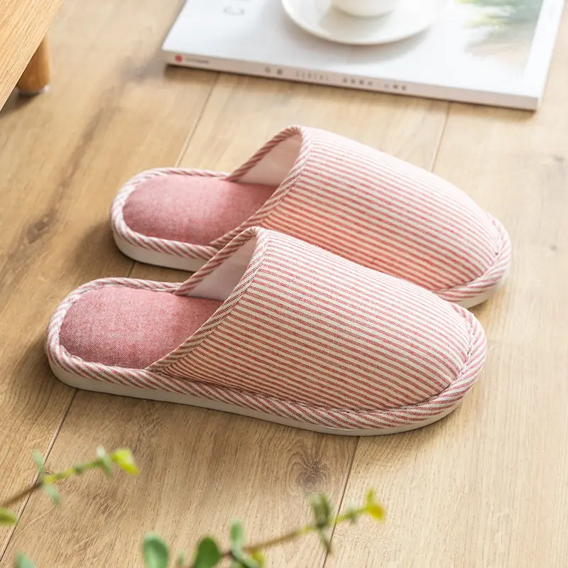 Spring and Autumn Cotton Slippers for Women Four Seasons Winter Indoor Home Use Cotton and Linen Non-Slip Home Couple Wholesale Linen Slippers for Men