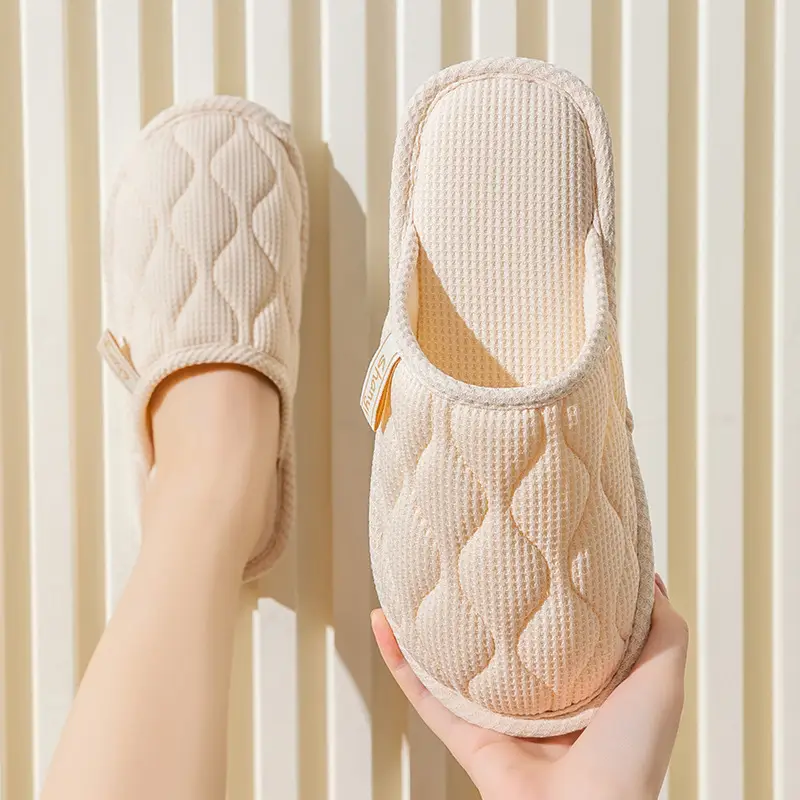 Spring and Autumn Cotton Slippers for Women Four Seasons Winter Indoor Home Use Cotton and Linen Non-Slip Home Couple Wholesale Linen Slippers for Men