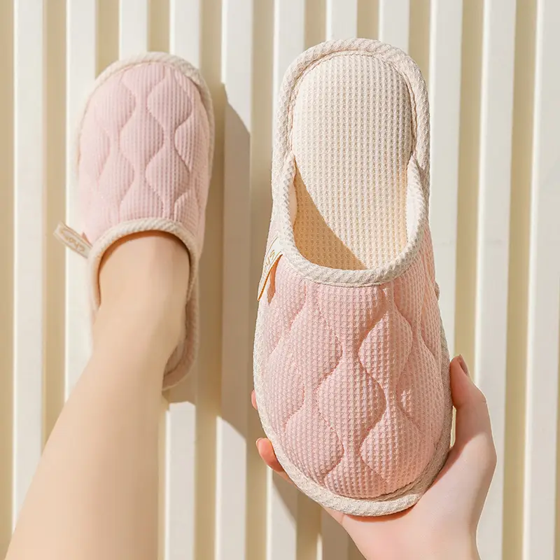 Spring and Autumn Cotton Slippers for Women Four Seasons Winter Indoor Home Use Cotton and Linen Non-Slip Home Couple Wholesale Linen Slippers for Men