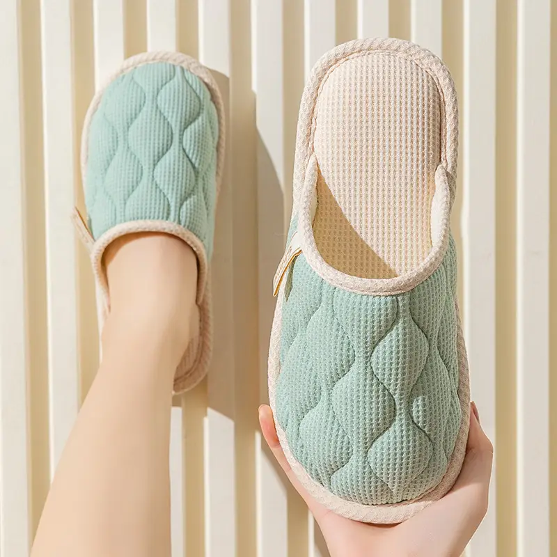 Spring and Autumn Cotton Slippers for Women Four Seasons Winter Indoor Home Use Cotton and Linen Non-Slip Home Couple Wholesale Linen Slippers for Men