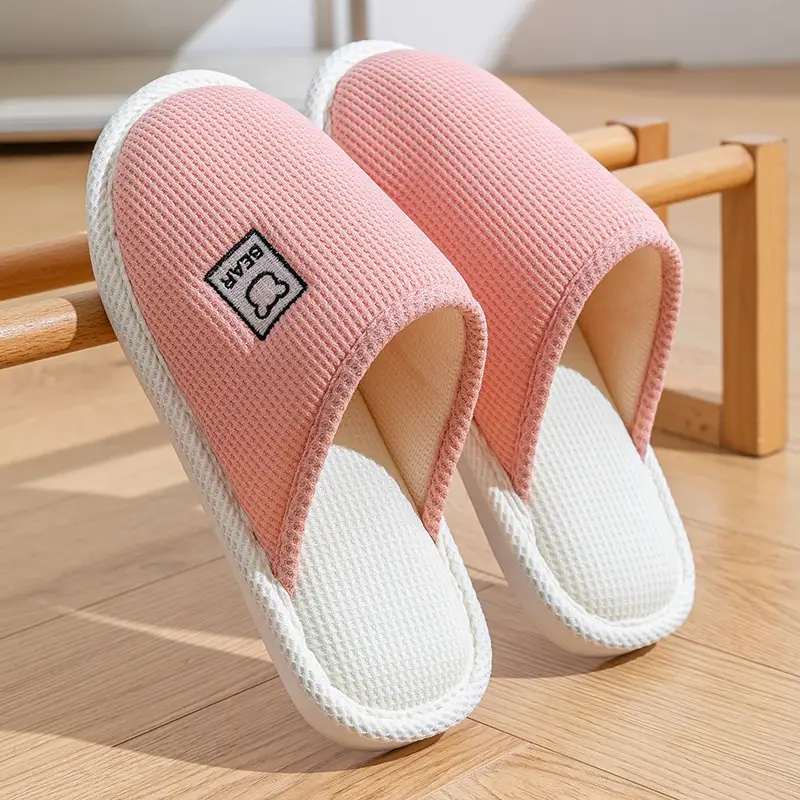 Spring and Autumn Cotton Slippers for Women Four Seasons Winter Indoor Home Use Cotton and Linen Non-Slip Home Couple Wholesale Linen Slippers for Men