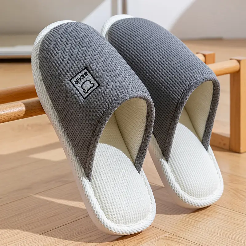 Spring and Autumn Cotton Slippers for Women Four Seasons Winter Indoor Home Use Cotton and Linen Non-Slip Home Couple Wholesale Linen Slippers for Men
