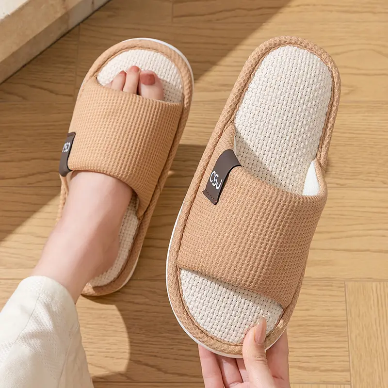 Spring and Autumn Cotton Slippers for Women Four Seasons Winter Indoor Home Use Cotton and Linen Non-Slip Home Couple Wholesale Linen Slippers for Men