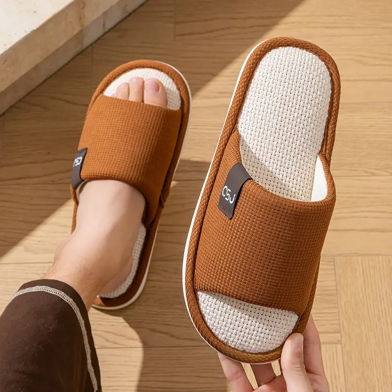 Spring and Autumn Cotton Slippers for Women Four Seasons Winter Indoor Home Use Cotton and Linen Non-Slip Home Couple Wholesale Linen Slippers for Men