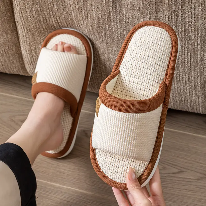 Spring and Autumn Cotton Slippers for Women Four Seasons Winter Indoor Home Use Cotton and Linen Non-Slip Home Couple Wholesale Linen Slippers for Men