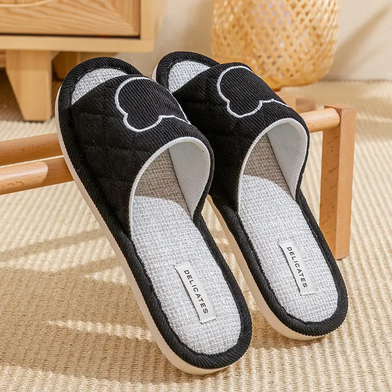 Spring and Autumn Cotton Slippers for Women Four Seasons Winter Indoor Home Use Cotton and Linen Non-Slip Home Couple Wholesale Linen Slippers for Men