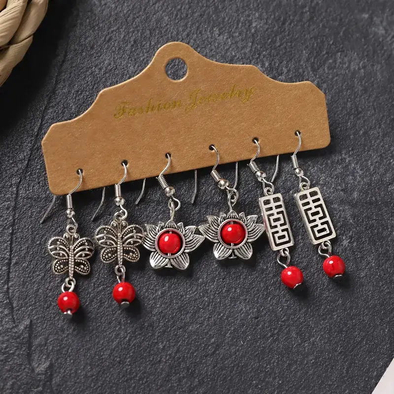 Vintage Handmade Xizang Silver Earrings for Women