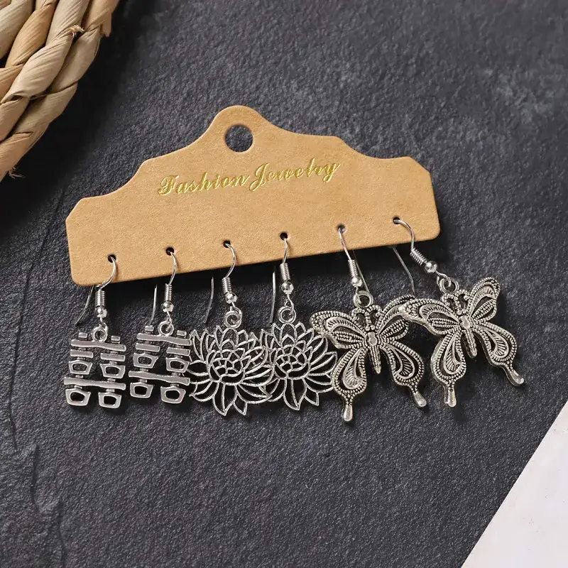 Vintage Handmade Xizang Silver Earrings for Women