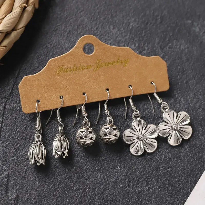 Vintage Handmade Xizang Silver Earrings for Women