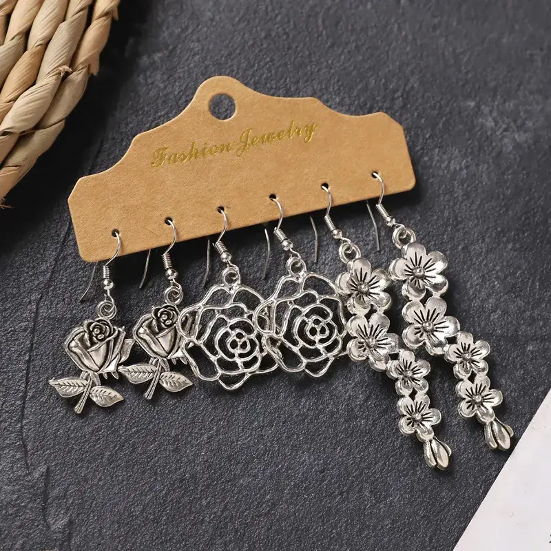Vintage Handmade Xizang Silver Earrings for Women