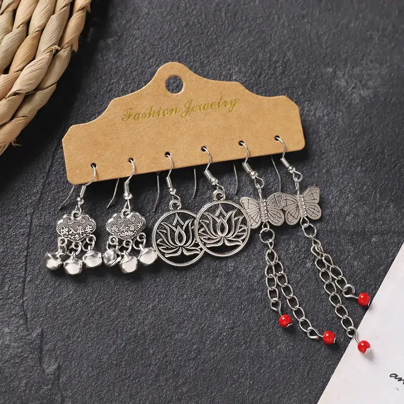 Vintage Handmade Xizang Silver Earrings for Women