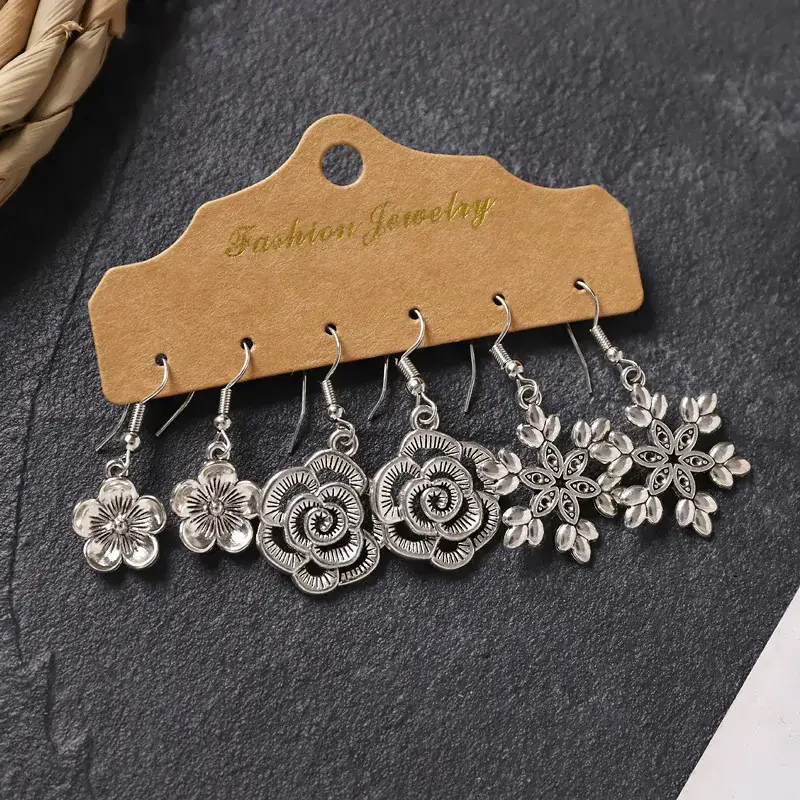 Vintage Handmade Xizang Silver Earrings for Women