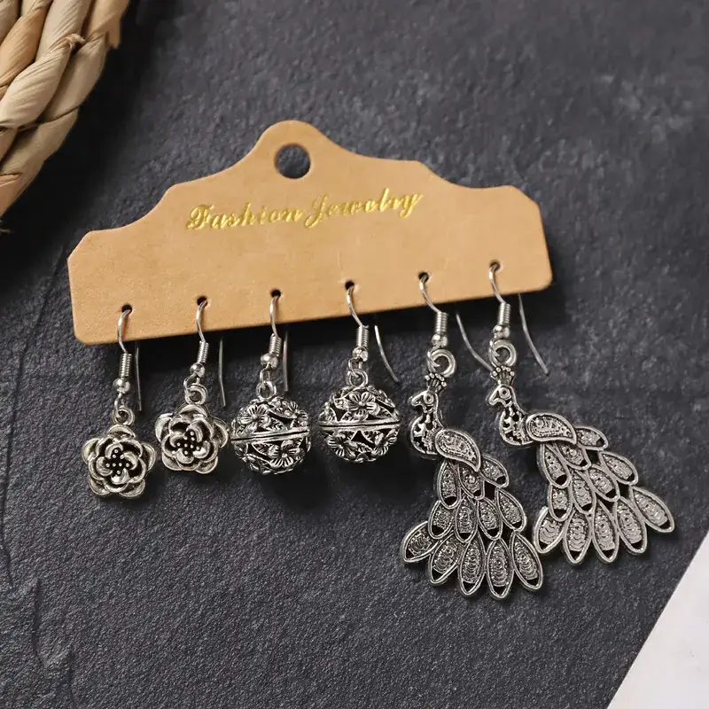 Vintage Handmade Xizang Silver Earrings for Women