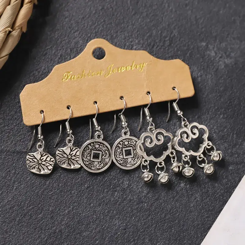 Vintage Handmade Xizang Silver Earrings for Women